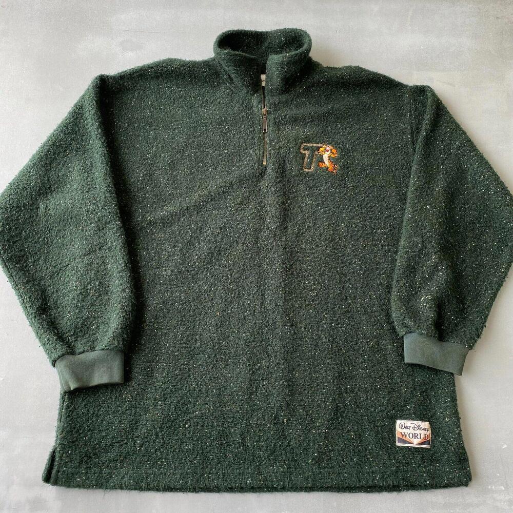 Vintage Dinsey Sweater‎ Adult XL Tiger Made USA Quarter zip Walt Disney World